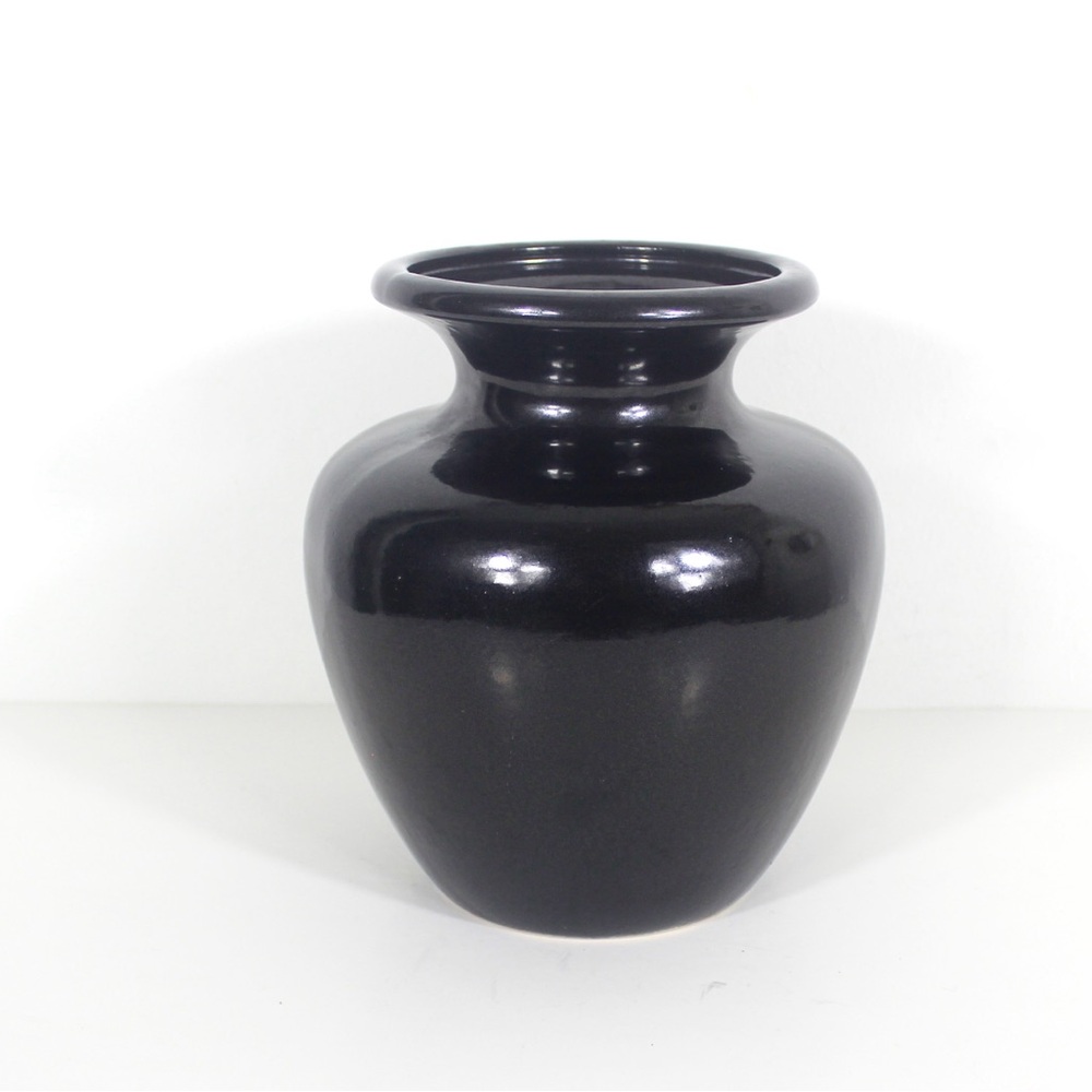 60’s Black Ceramic Vase, W. Germany Scheurich Design, 202-18 Pottery MCM